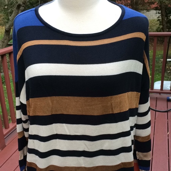 New! Chico’s SZ 2, Connie striped pullover sweater - Picture 2 of 9